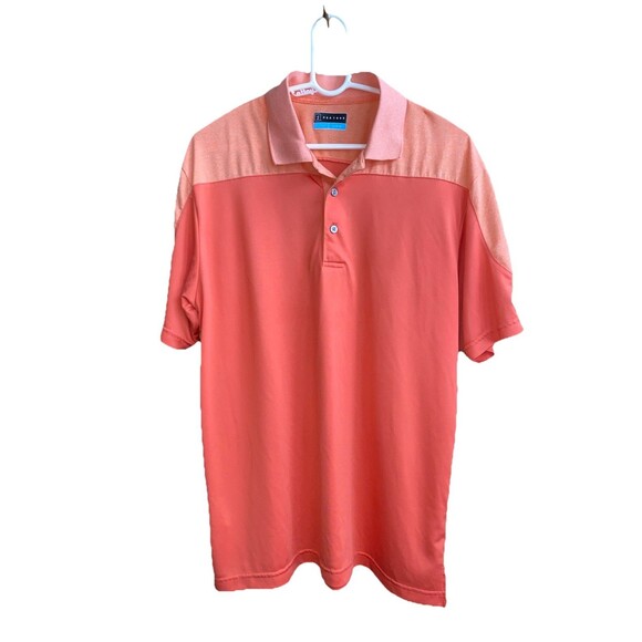 PGA Tour Polo Golf Mens Salmon Multicolor Short Sleeve Large Collar Shirt -  VG - Picture 1 of 7